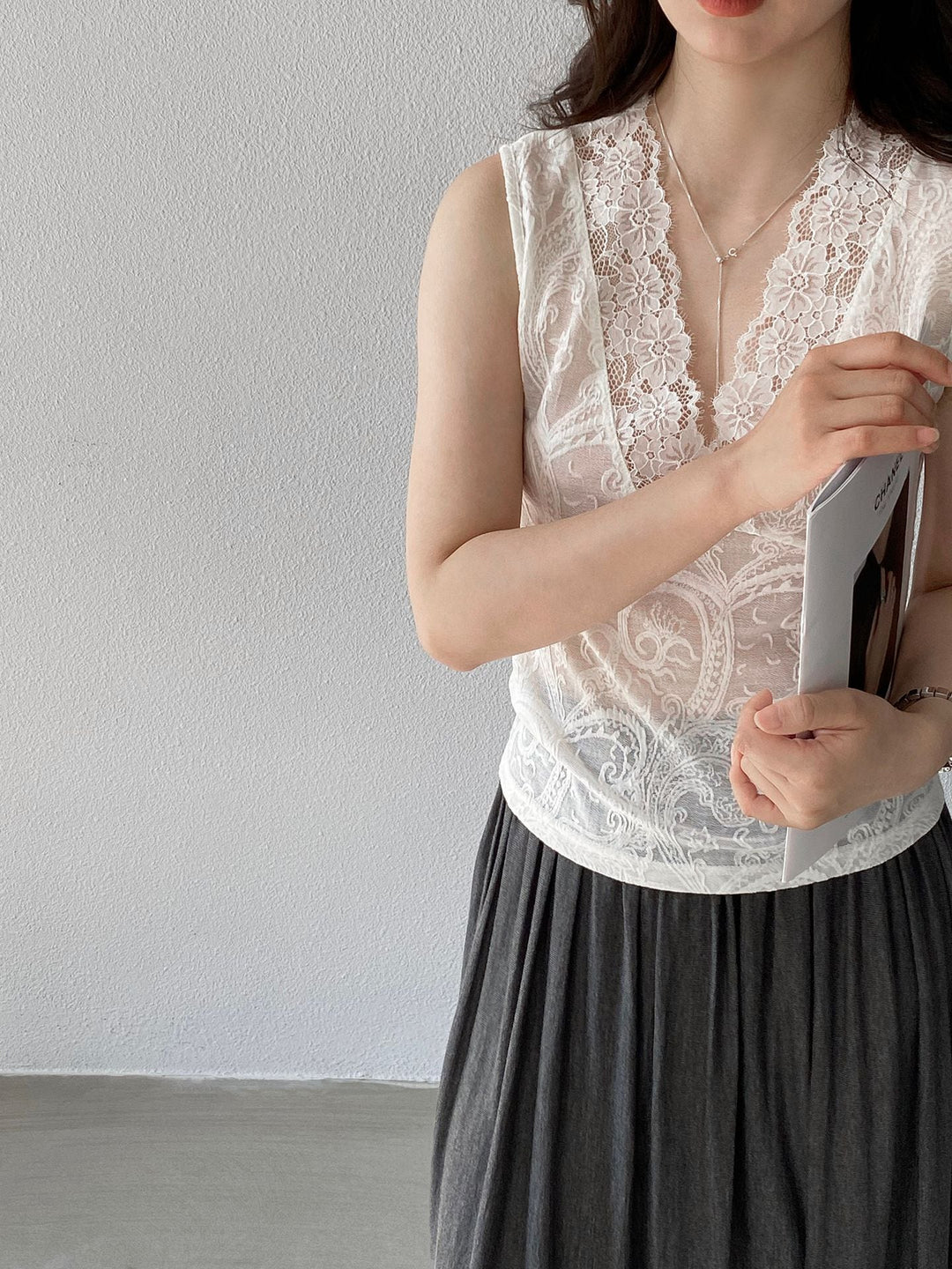 【tops】ノースリーブレーストップス Q8248