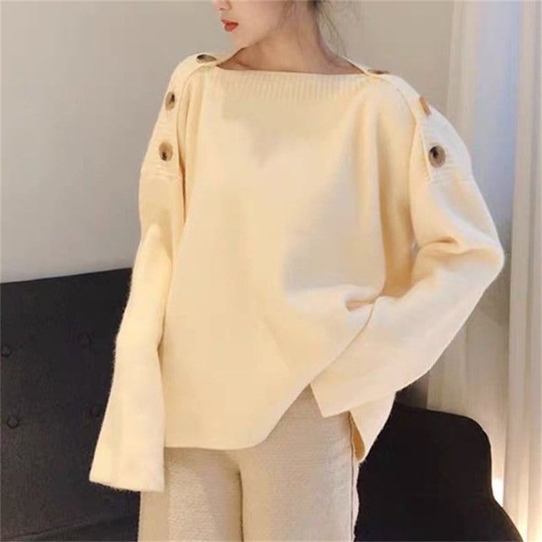 【outer】ボタンデザインニットセーター　M17788