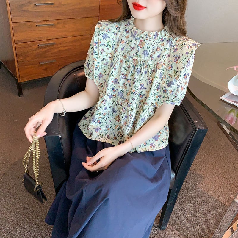 【set】人気を独占中 2点セット花柄シャツトップス+スカート　M17084
