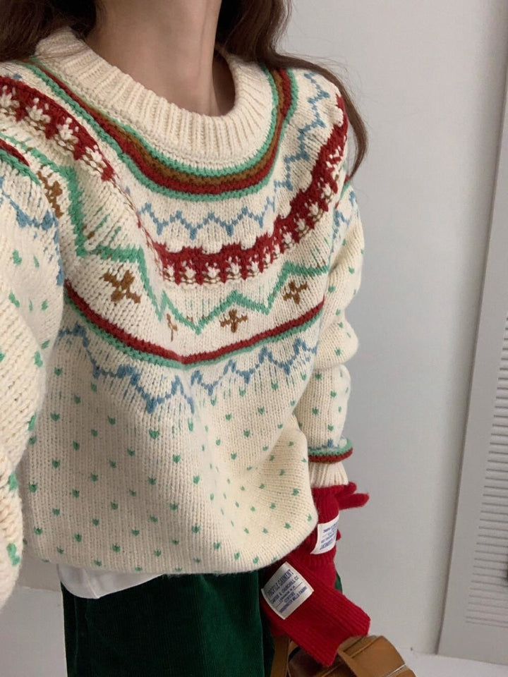 【tops】ジャカードニットセーター　M27107