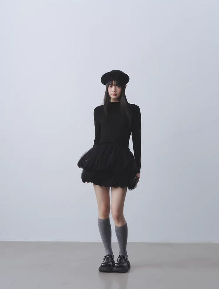 【dress】チュールドッキングティアードワンピース Q7964