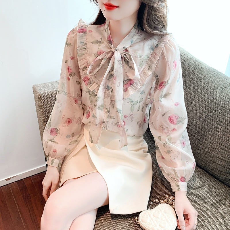【tops】柔らかくて優しい印象スウィートシャツトップス　M17390