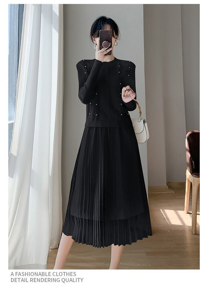 【set】ニットベスト×ワンピースセット　M19158