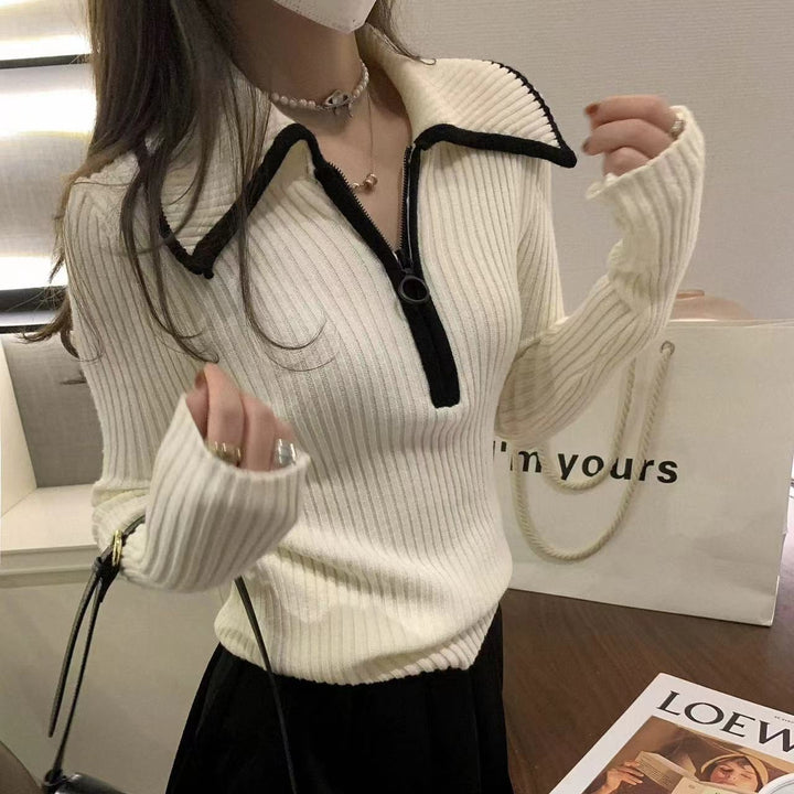 【tops】ファスナーニットトップス　M26552