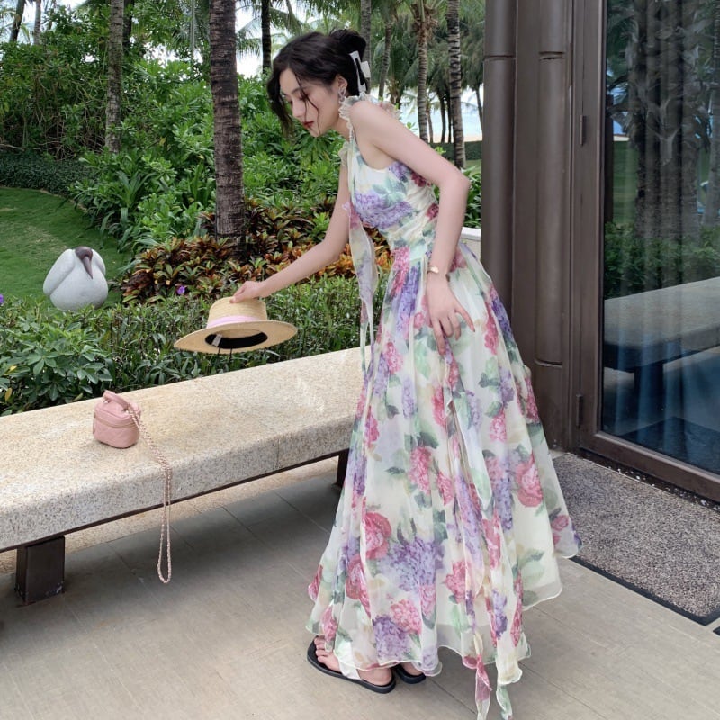 【dress】優しい雰囲気スウィート花柄キャミワンピース　M17457