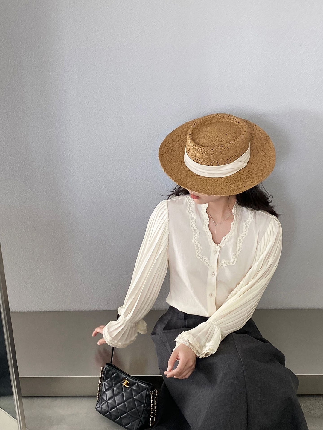 【tops】ベルシェイプカフスシャツ Q8247