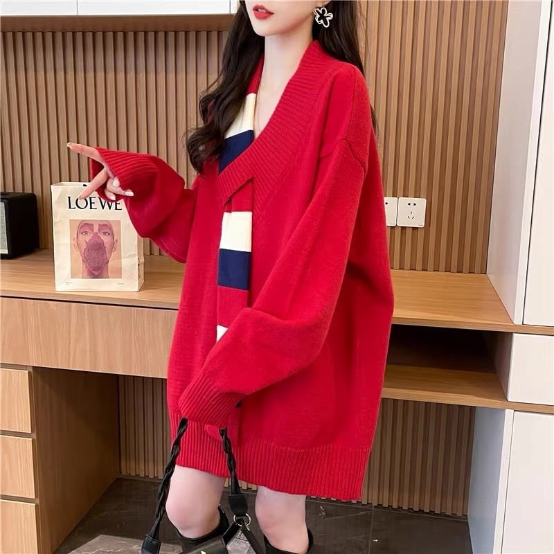 【tops】ドッキングニットセーター　M19326