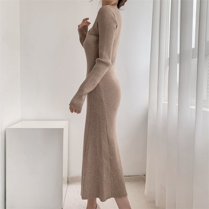 【dress】細身効果抜群♪エレガントニットワンピース　M17484