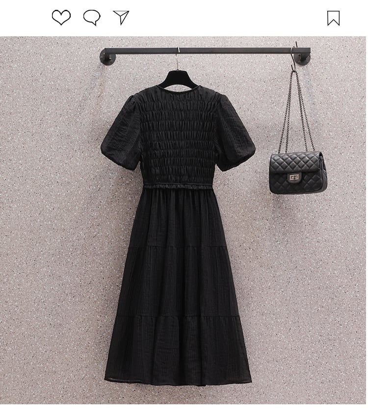【dress】絶対欲しいVネックデートワンピース着瘦せ　M16958