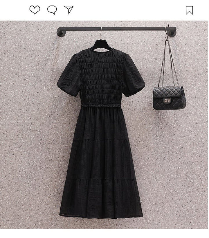 【dress】絶対欲しいVネックデートワンピース着瘦せ　M16958