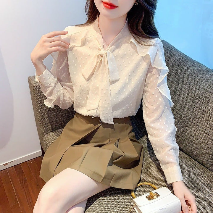 【tops】フリルシャツトップス　M25730