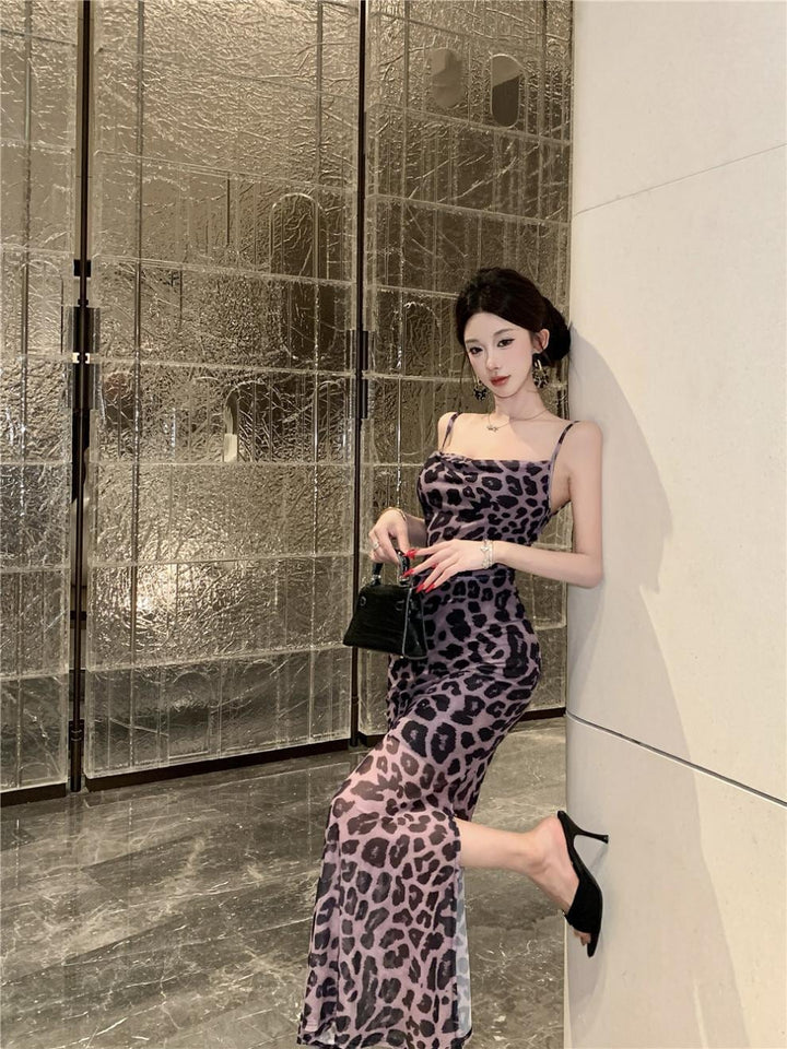 【dress】ヒョウ柄キャミワンピース Q8081