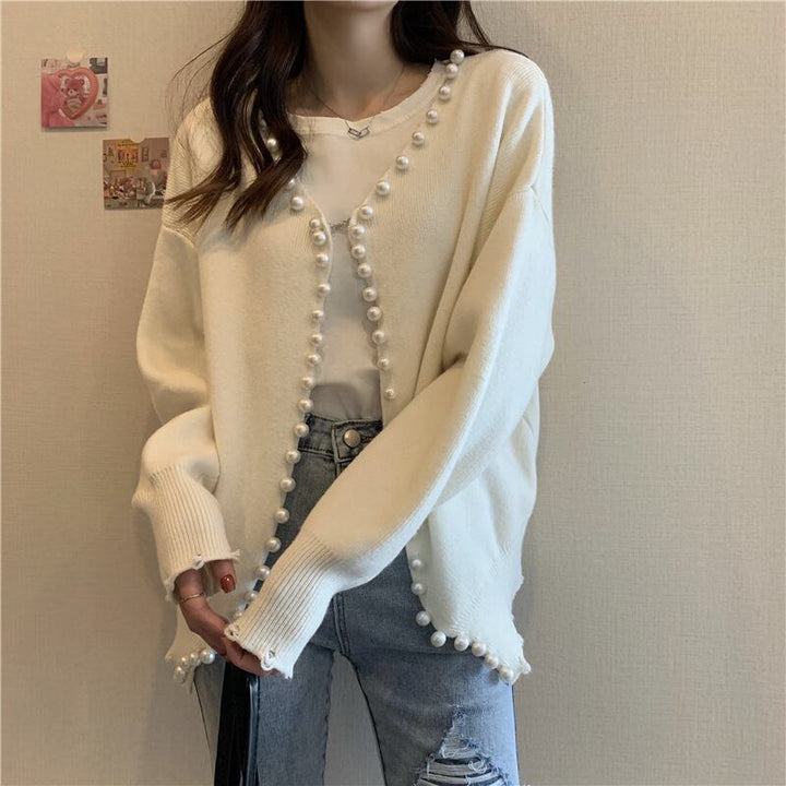 【outer】パールニットカーディガン　N2070