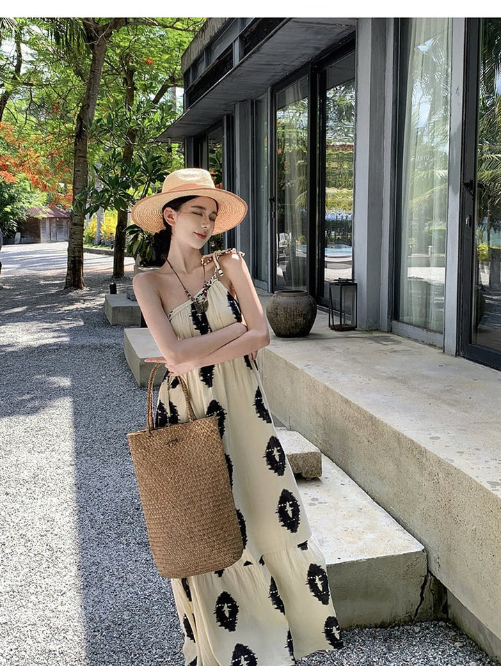 【dress】お洒落旅行レディースプリントワンピース　M16989