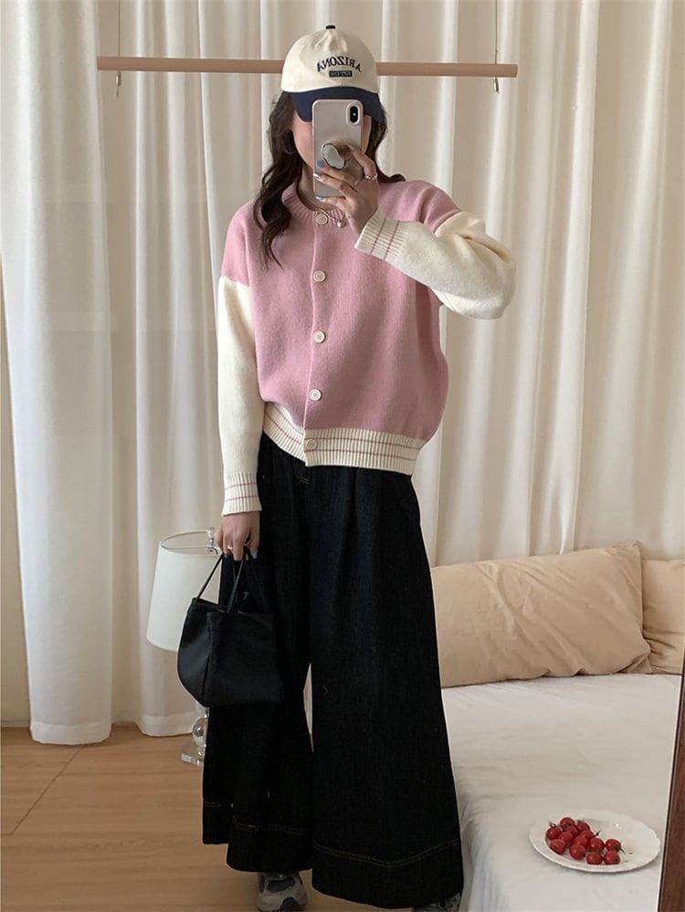 【outer】配色ニットカーデ　M25964