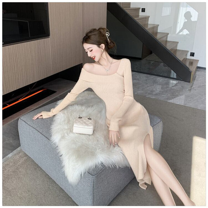【dress】スリットニットワンピース　M28091