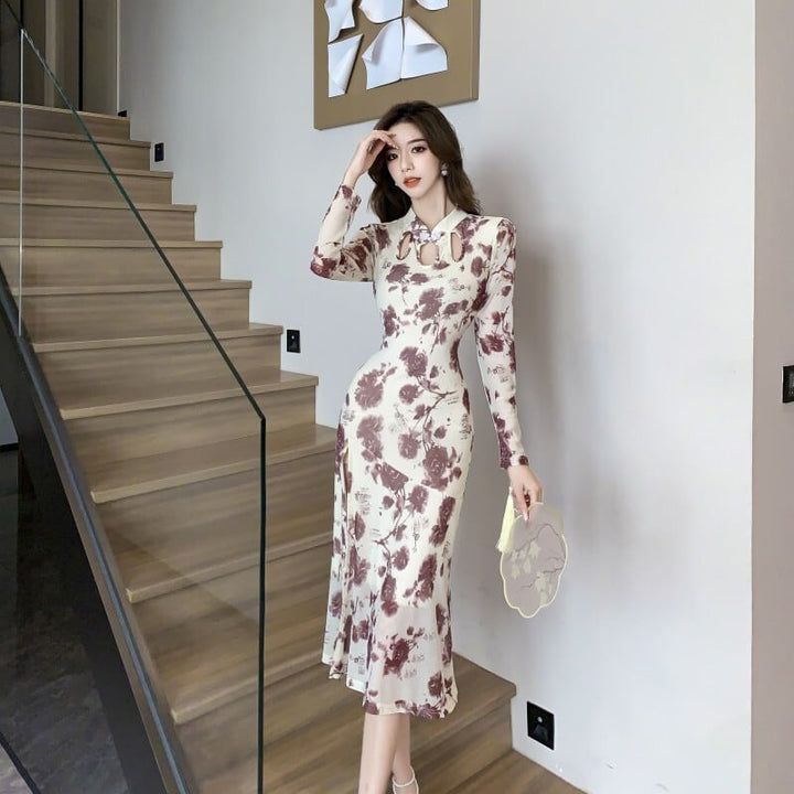 【dress】カットワークスリットデートワンピース　M17998