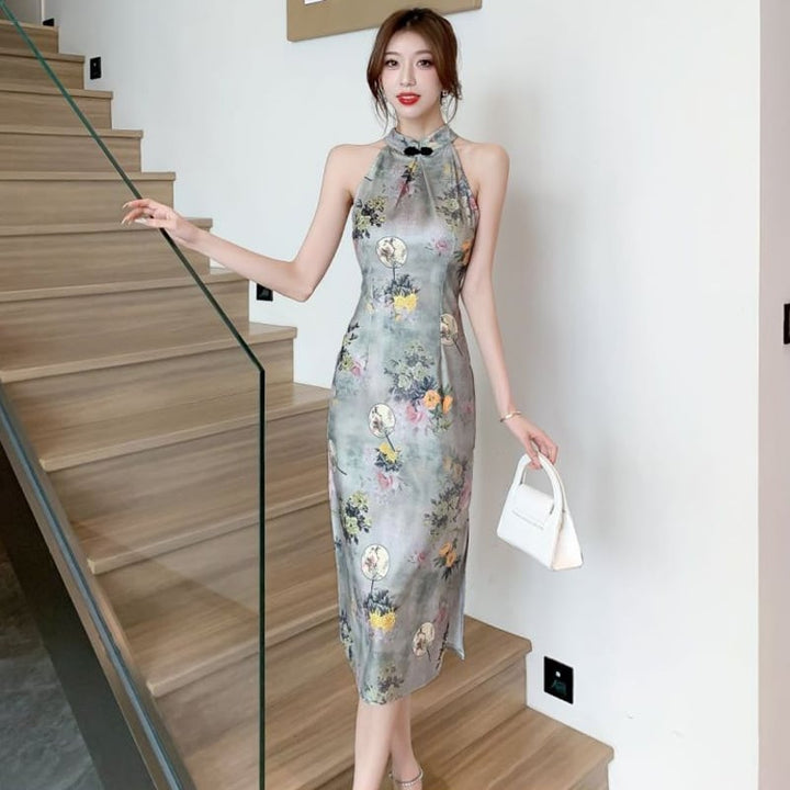 【dress】ノースリーブエレガントスリットデートワンピース　M17176