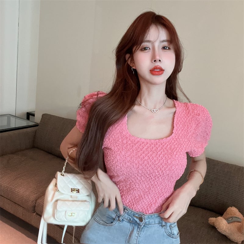 【tops】パフスリーブTシャツ　M25094