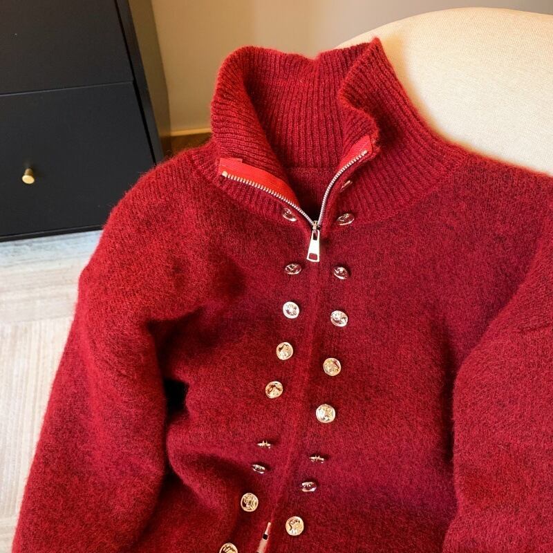 【outer】ファスナーニットカーデ　M29155