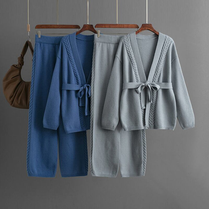 【set】ニットカーデ×ワイドパンツセット　M28160