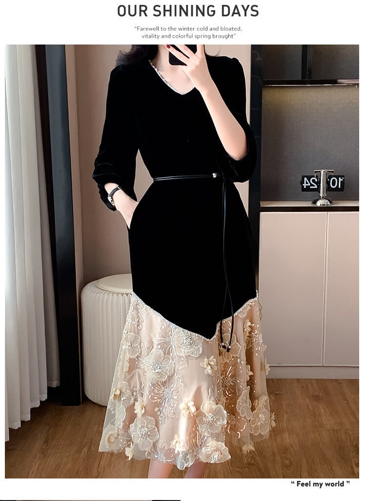【dress】レース切り替ワンピース　M26931