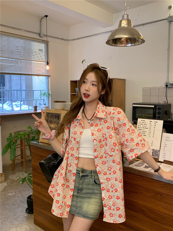 【tops】花柄シャツトップス　M25338