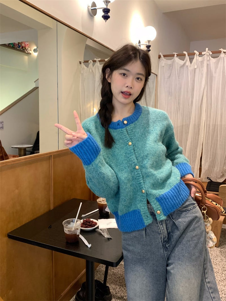 【outer】配色ニットカーデ　M26904
