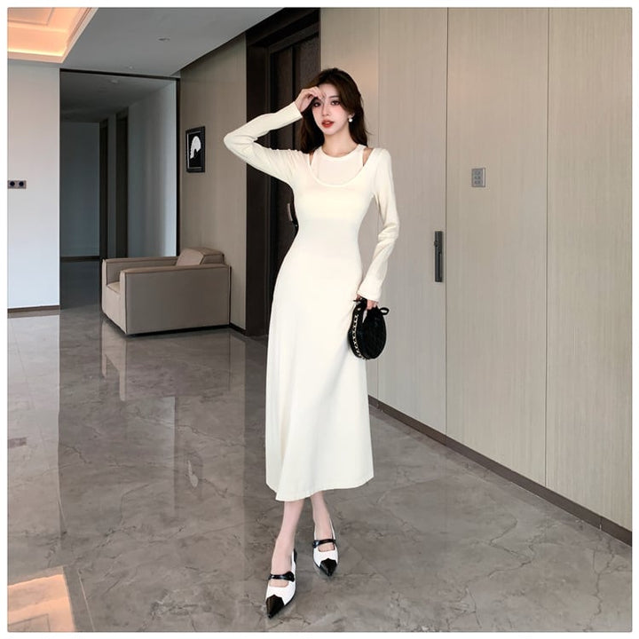 【dress】輝いて超人気 ! 切り替えニットワンピース　M17585
