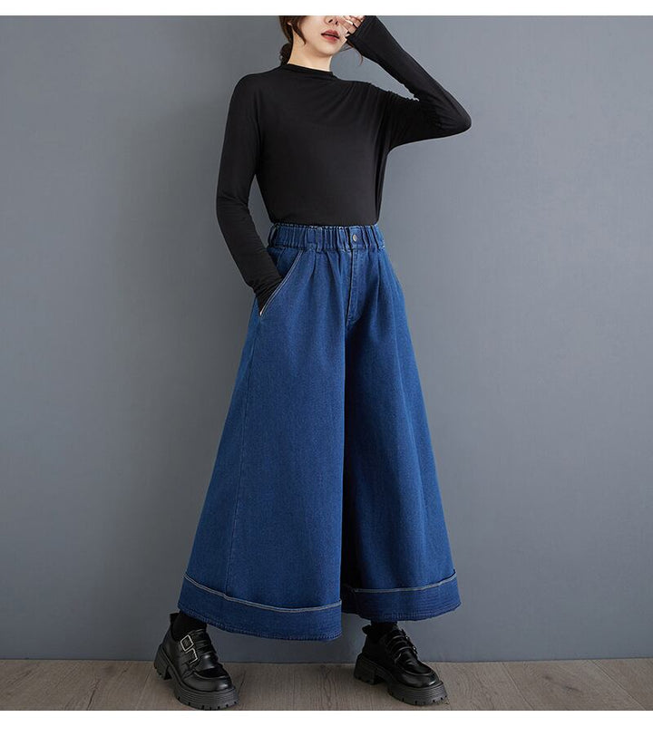 【bottoms】デニムワイドパンツ　M29432