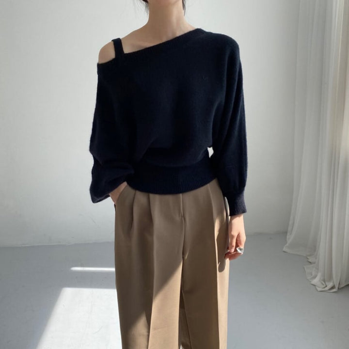 【tops】オフショルダーニットセーター　M18161