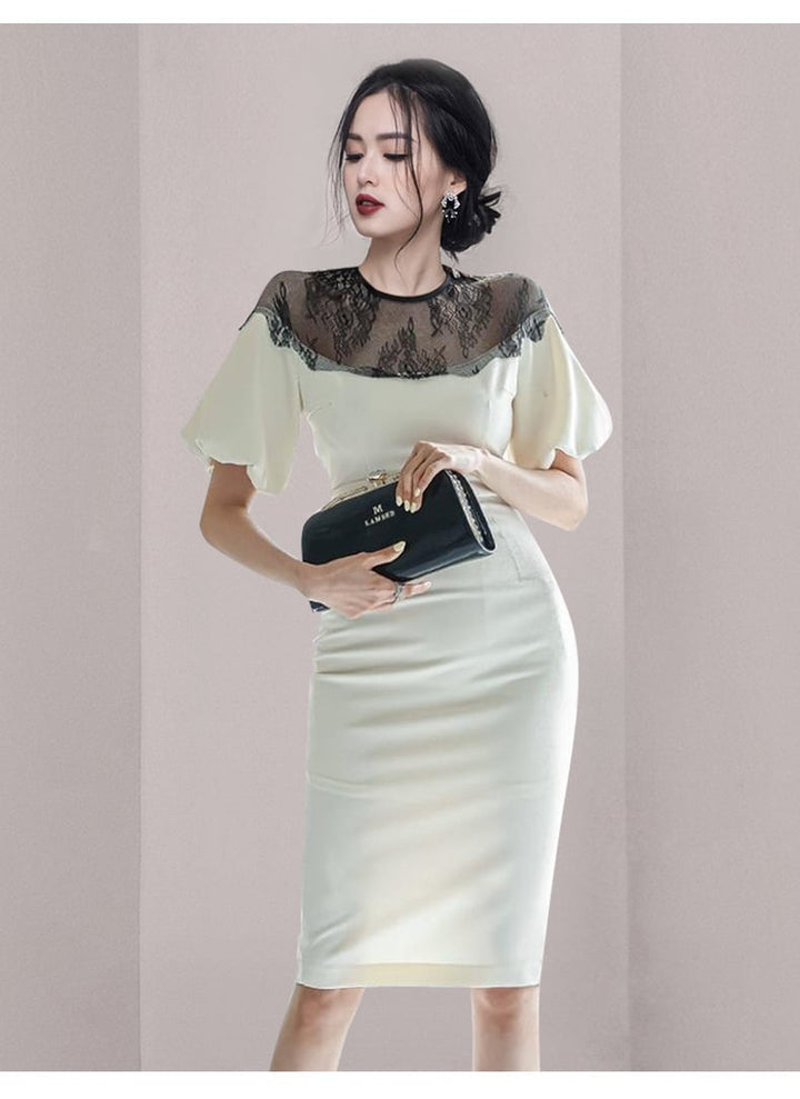 【dress】高級感 chicエレガント切り替えデートワンピース　M16761