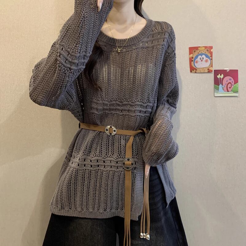 【tops】透かしニットトップス Q8304