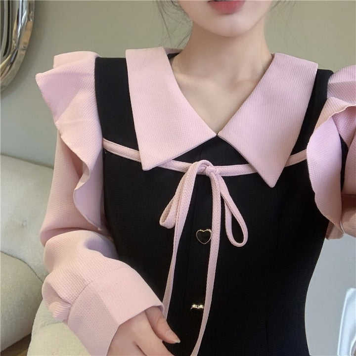 【dress】目立つ！スウィート切り替えデートワンピース　M17377