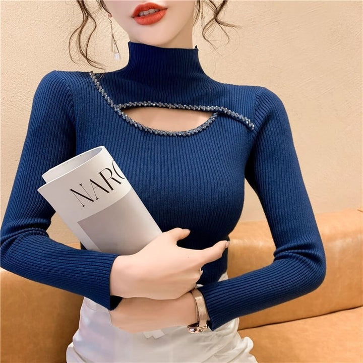 【tops】ビジューニットトップス　M27075