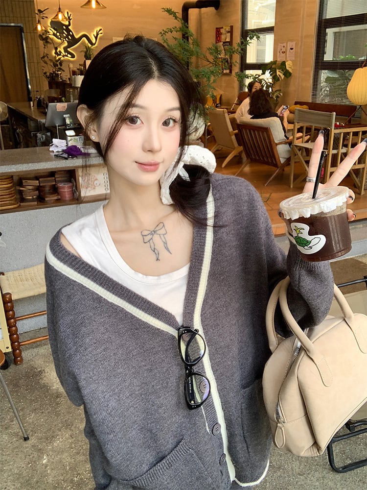 【set】ニットカーデ×ワイドパンツセット　M26984