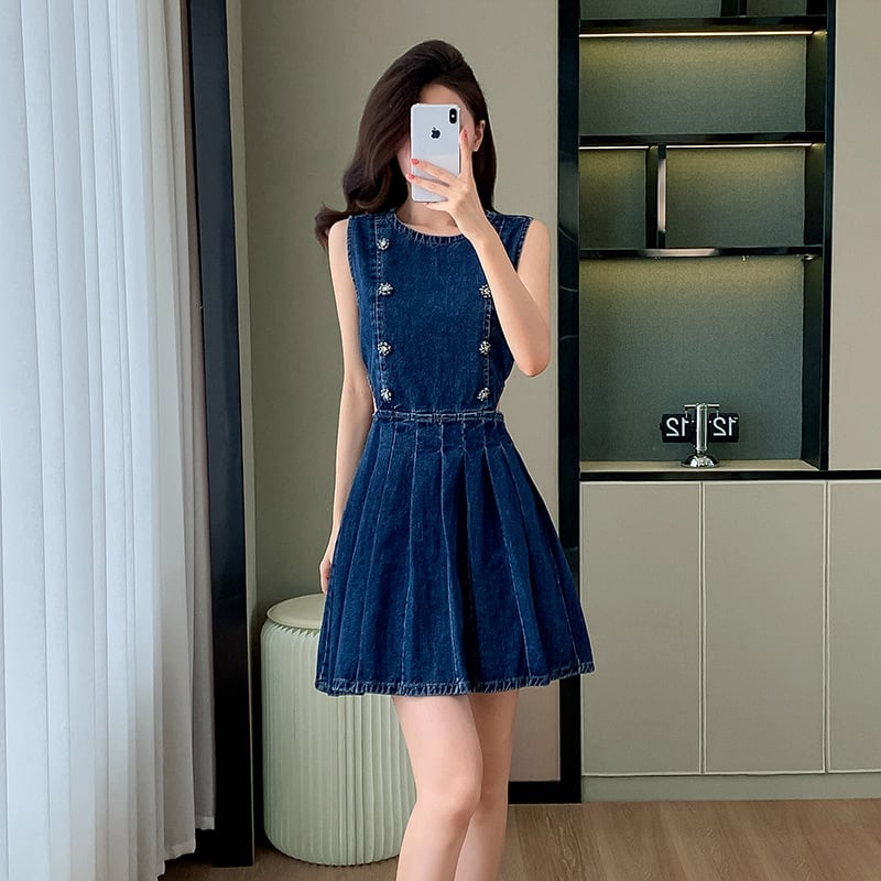 【dress】ノースリーブデニムワンピース　M24567