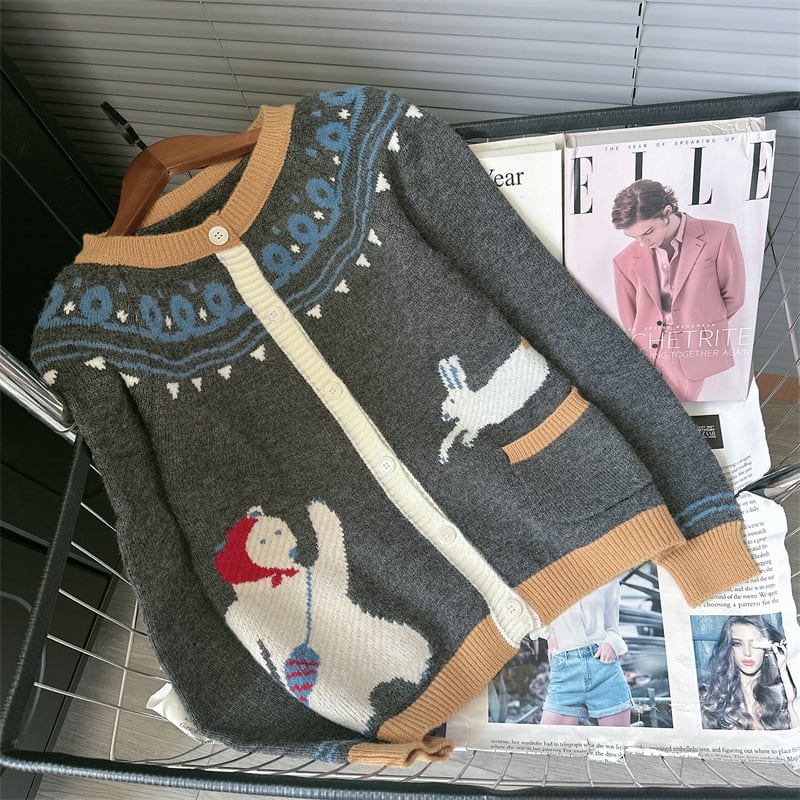 【outer】カートゥーンニットカーデ　M25644