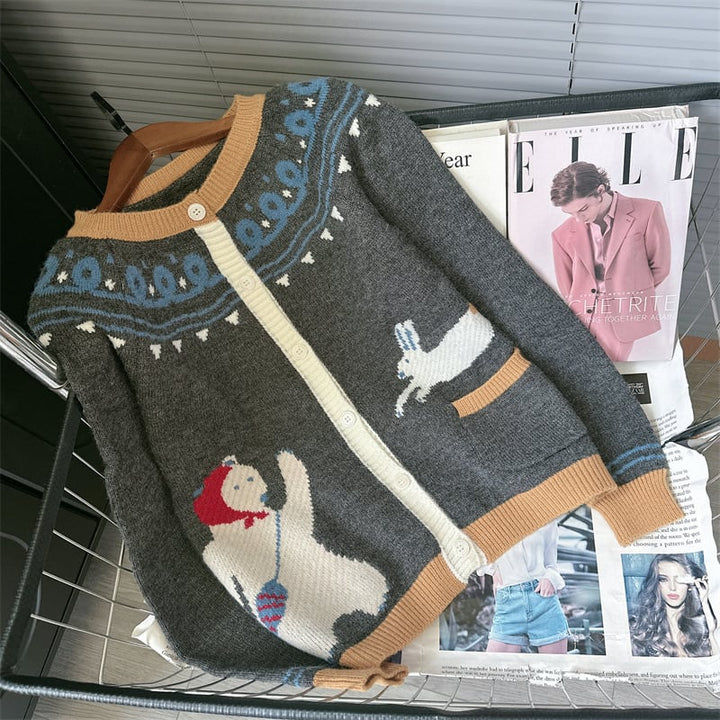 【outer】カートゥーンニットカーデ　M25644