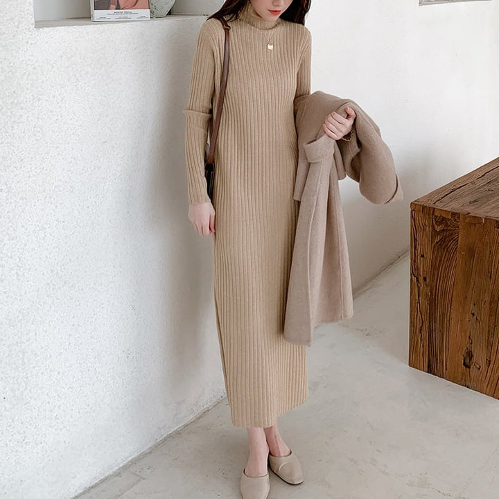 【dress】人気アイテム ! ハイネックニットワンピース　M17662