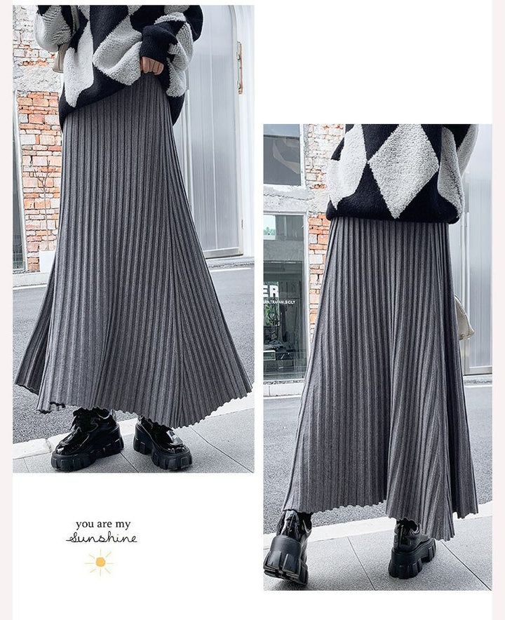 【bottoms】ハイウエストニットスカート　M18505