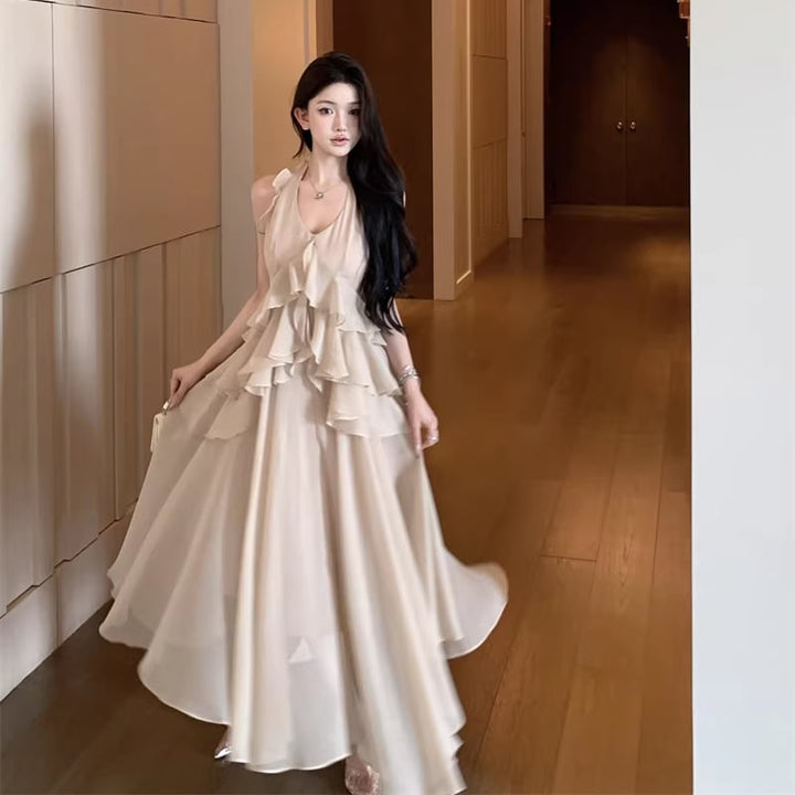 【dress】ホルターネックフレアワンピース Q8314