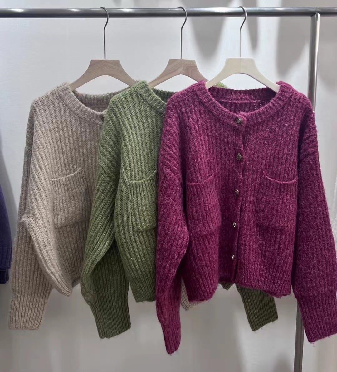 【outer】クルーネックニットカーデ　M18369