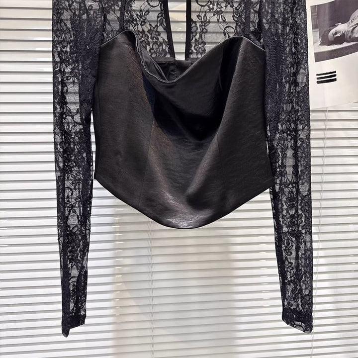 【tops】レースドッキングトップス Q8159