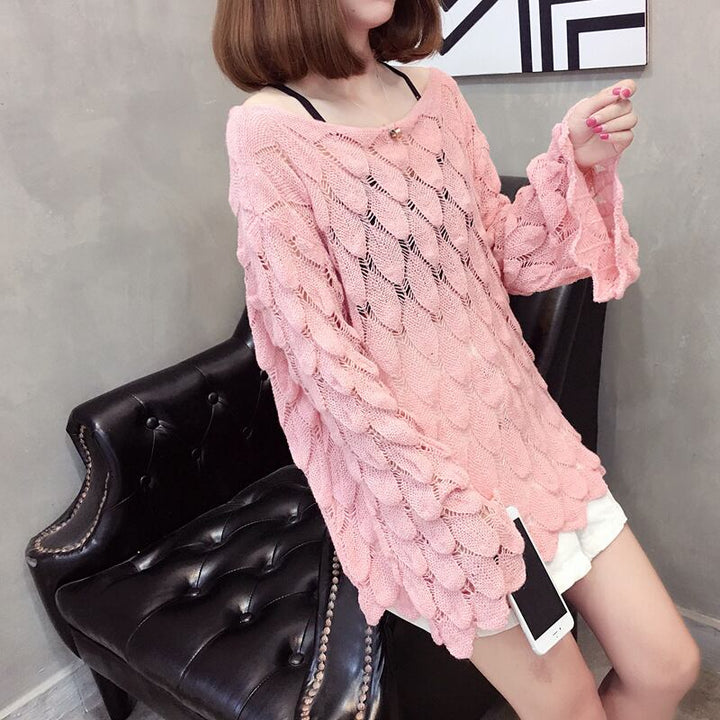 【tops】カットワークニットセーター　M18155