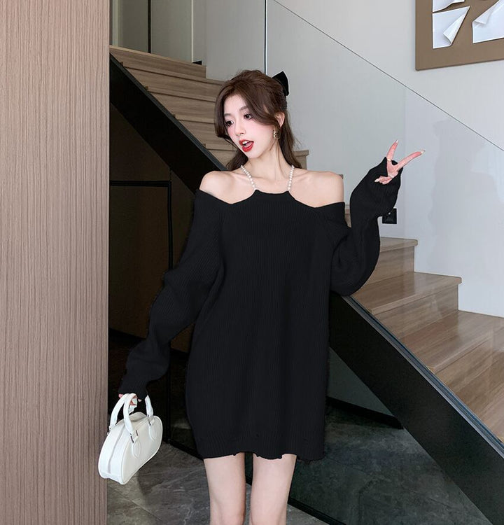 【dress】オフショルダーニットワンピース　M18621