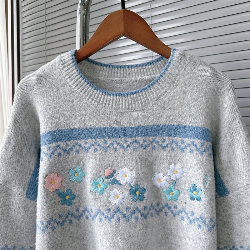 【tops】ジャカードニットセーター　M26492