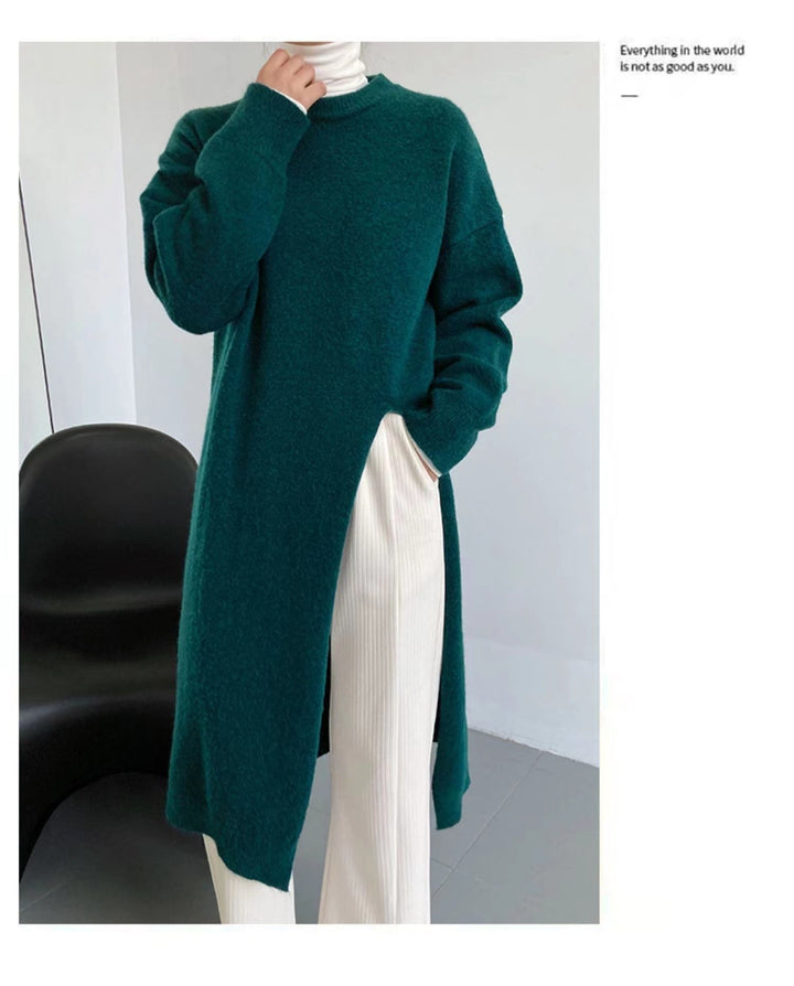 【dress】スリット無地ニットワンピース　M18038