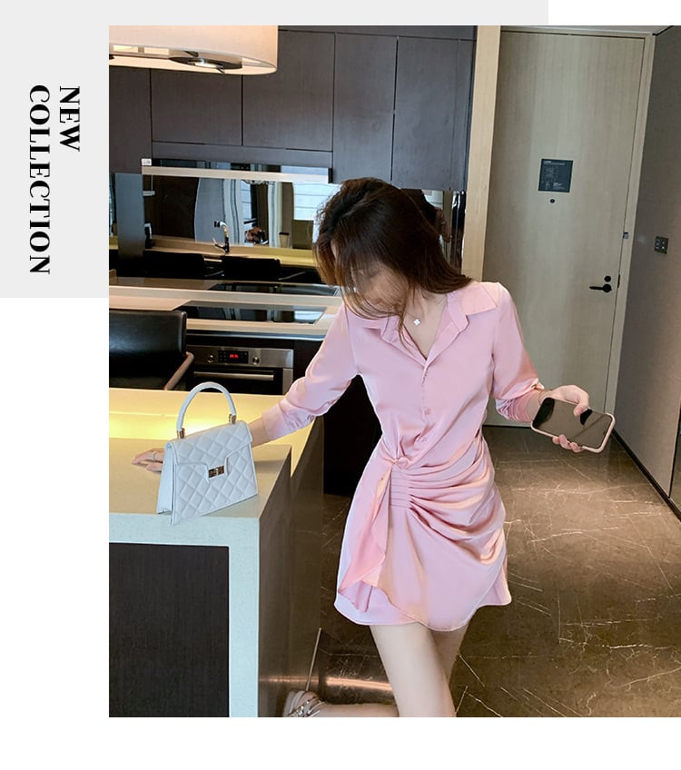 【dress】話題沸騰中 オシャレシンプルシャツワンピース　M17325