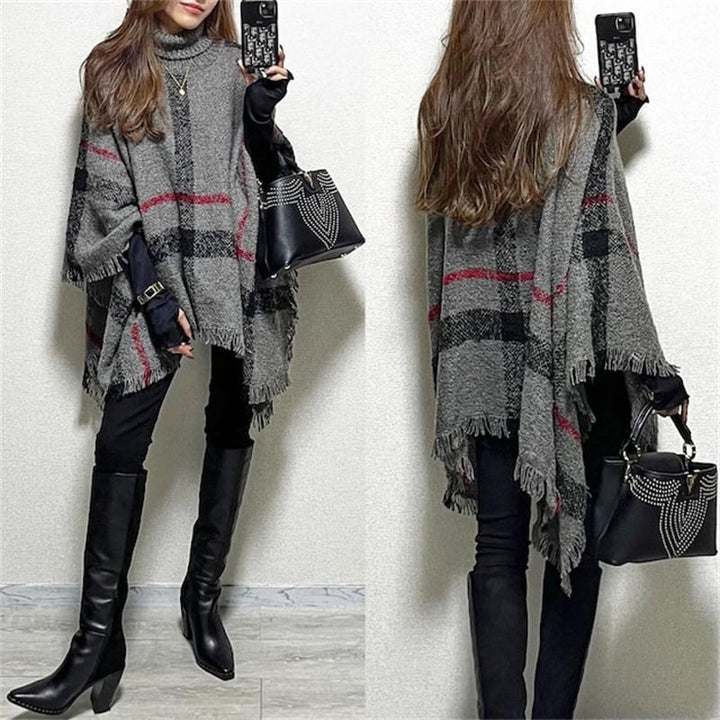 【tops】ハイネックケープニットセーター　M18451